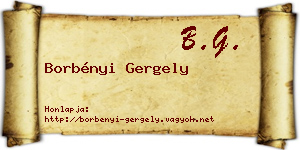 Borbényi Gergely névjegykártya